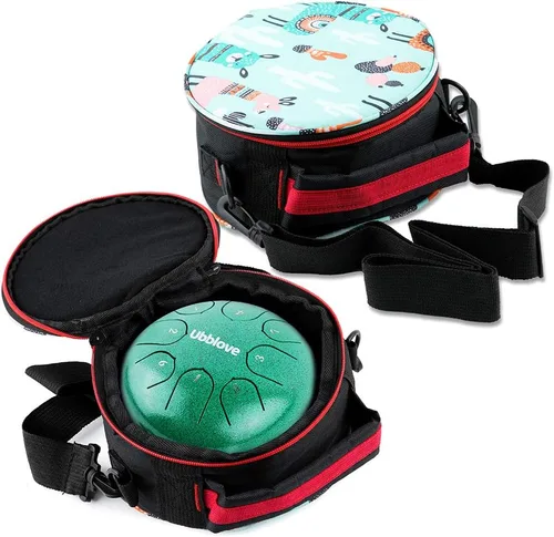 Miniatura 7 de Ubblove Tambor de lengua de acero para niños: 8 notas de 6 pulgadas clave de C Metal Steel Drums Instrumento con bolsa para meditación, yoga, Verde