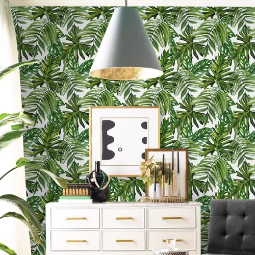 Miniatura 6 de Papel Tapiz Tropical Despegar y Pegar Papel de Contacto de Selva 17.7 pulgadas x 118.1 pulgadas Papel de Contacto de Hoja de Palma Despegar y Pegar