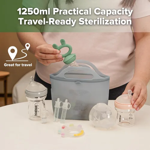 Miniatura 3 de Haakaa Portátiles - Bolsas esterilizadoras de vapor de silicona para microondas, para viajes, bolsas de vapor reutilizables de silicona