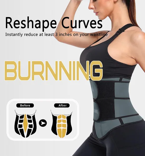 Miniatura 3 de ANGOOL - Entrenador de cintura de neopreno para mujer, cinturón recortador de talla grande, cinturón para sauna, corsé con cremallera Gris-oscuro