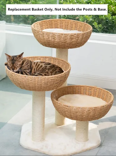 Miniatura 7 de SHENGOCASE Paquete de 2 accesorios de repuesto para árbol de torre de gato, cesta de mimbre tejida a mano con cojín suave