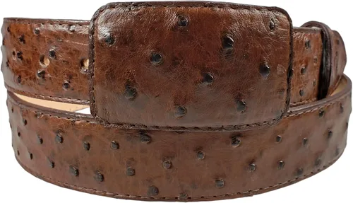 Miniatura 4 de Paquete Cinturón y Cartera de Piel de Avestruz Genuina Exótica Color Marrón