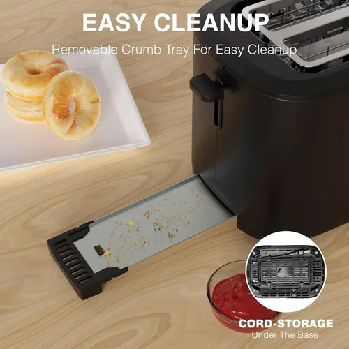 Miniatura 6 de Anfilank Tostadora de 4 Rebanadas de Ranura Extra Ancha Larga de 1.5 pulgadas con Temporizador de Cuenta Regresiva, 6 Ajustes de Tostado, Estante