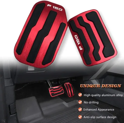 Miniatura 5 de BOYOUS 2 fundas antideslizantes de aluminio para pedal de freno y acelerador de gas para Ford F-150 2015 2016 2017 2018 2019 2020, no compatibles