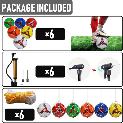 Miniatura 2 de Youlina Paquete de 6 pelotas de fútbol de Navidad desinfladas con bomba, pelotas de fútbol a granel, pelotas de fútbol clásicas con bolsa deportiva