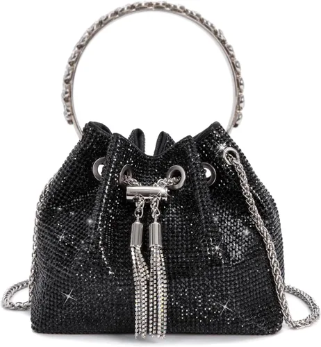 Miniatura 11 de Bolso de mano con cristales brillantes y diamantes de imitación para mujer, bolso de noche con brillo, bandolera para fiesta de boda, graduación