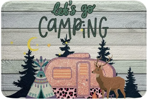 Miniatura 34 de Erosebridal Happy Camping - Tapete de baño para cámper, autocaravana, auto, alfombra de baño marrón de granja 3D, alfombra de baño con patas