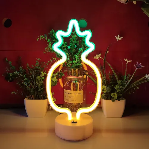 Miniatura 2 de JYWJ Letreros de neón con base de soporte, luz de neón alimentada por USB o 3 pilas AA, decoración de mesa LED, decoración de pared de dormitorio