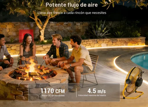 Miniatura 2 de Geek Aire Ventilador portátil de 12" a batería con aspas de metal, inclinación vertical de 360°, ventilador inalámbrico de 24h de duración