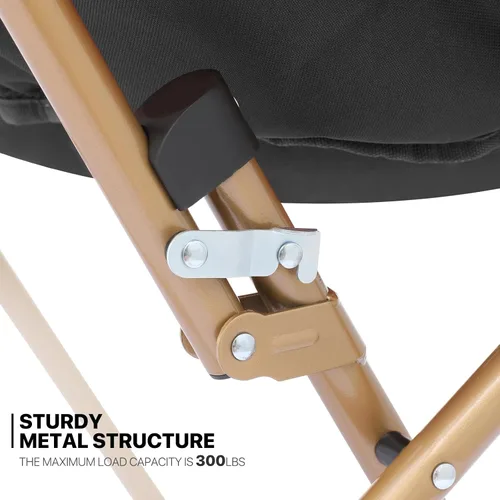 Miniatura 7 de MoNiBloom Silla redonda plegable de piel sintética para dormitorio, sala de estar, dormitorio, marco de metal plegable, de gran tamaño, cómoda, Negro