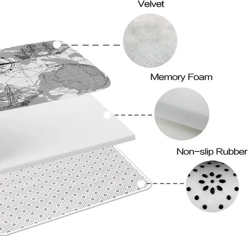 Miniatura 4 de TheBlackSpot Compass - Alfombra de baño de barco con mapa antiguo, gris, 20 x 31 pulgadas, tapete de baño náutico para velero, 16 x 24, juego de 3
