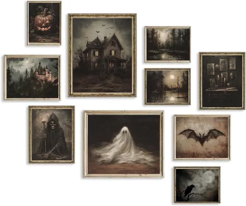 Miniatura 9 de TWNSLLA Juego de Arte de Pared Cristiano de 9 Piezas, Decoración de Pared con Versículos Clásicos de la Biblia, Cuadros Rústicos de Paisajes