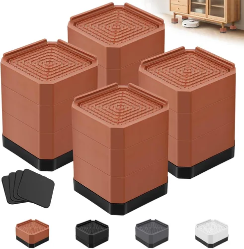 Miniatura 12 de Elevadores de cama para muebles – Elevador de bloque rectangular ajustable para elevar 1.5-3 pulgadas y 4.3 pulgadas camas, mesas, sofás