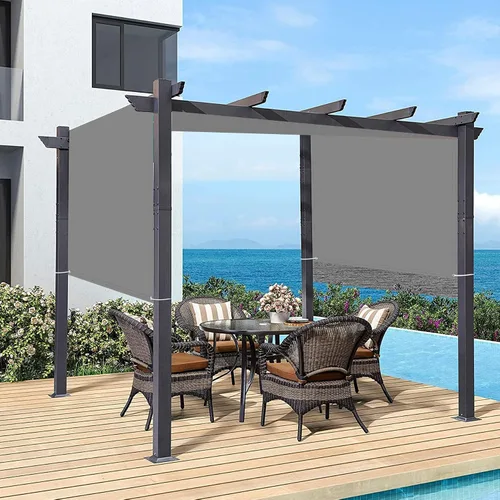 Miniatura 7 de Cubierta de sombra de pérgola Parasol Rectángulo Toldo Tela de bloqueo UV Gris