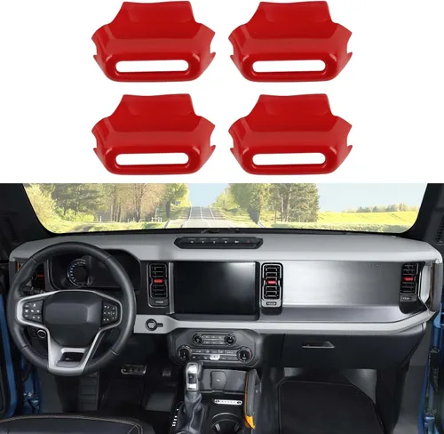 Miniatura 10 de Jimen Compatible con Ford Bronco 2021-2023, 4 piezas de cubierta de botón de ajuste de ventilación de aire de consola central (azul)