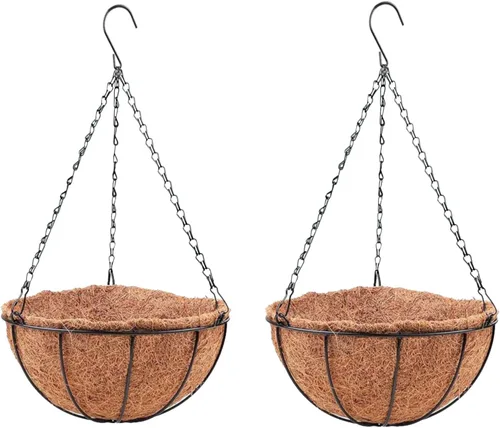 Miniatura 13 de LaLaGreen - Cestas colgantes para plantas al aire libre (paquete de 4, 8 pulgadas) macetas colgantes al aire libre con forro de coco, pequeñas