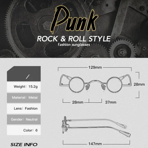 Miniatura 3 de Dollger Gafas de sol polarizadas punk de los años 70, diseño de círculo hippie