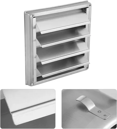 Miniatura 4 de Yosoo Rejilla de ventilación de aire de pared, acero inoxidable cuadrado secadora extractor extractor salida de ventilador plata para un máximo