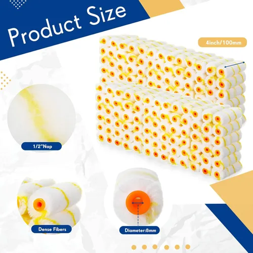 Miniatura 2 de Leumoi 500 piezas de mini rodillos de pintura de 4 pulgadas, cubiertas de rollos de microfibra para siesta de 1/2 pulgada, a granel, herramientas