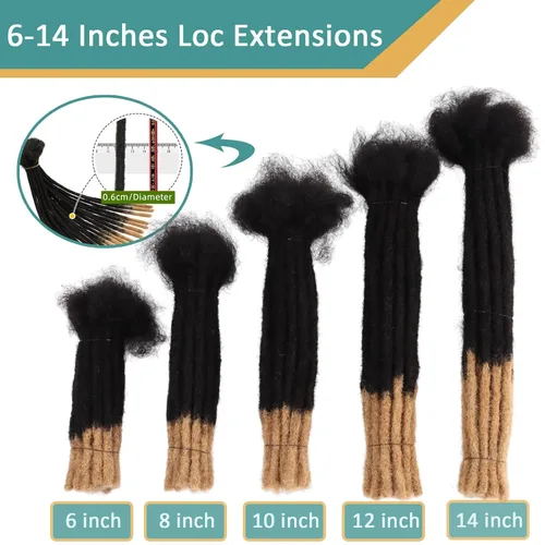 Miniatura 7 de Viovian Extensiones de rastas de 0.23 pulgadas de cabello humano de 6 pulgadas, 20 hebras ombré, extensiones de cabello humano para hombres, 1b/27