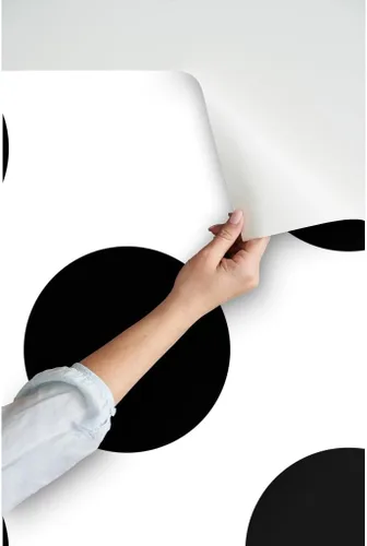 Miniatura 3 de Papel tapiz para despegar y pegar, diseño de lunares, círculos negros y blancos, moderno, geométrico, extraíble, por Spoonflower