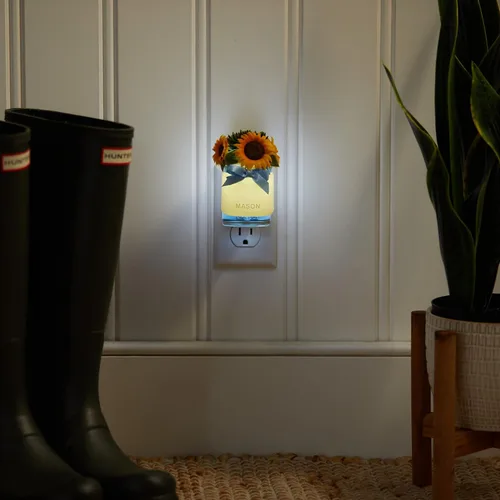 Miniatura 5 de Yankee Candle Difusor ScentPlug de girasoles, ramo de girasol iluminado, función de luz LED, diseño de tarro Mason