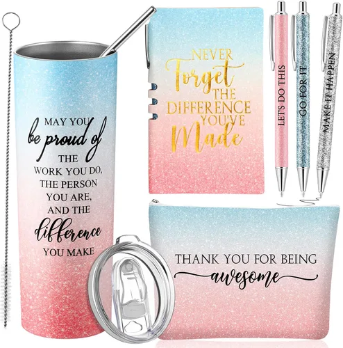 Miniatura 8 de Domensi Juego de 6 Piezas de Regalo de Agradecimiento para Empleadas Mujeres Regalo de Navidad de Agradecimiento May You Be Proud Vaso Térmico de 20