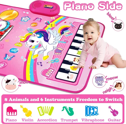 Miniatura 2 de Juguetes para Niñas de 1 Año Regalos: Alfombra Musical para Bebés Juguetes para Niños de 1-2 Años - Piano, Tambor y Animales de 3 en 1 Toca