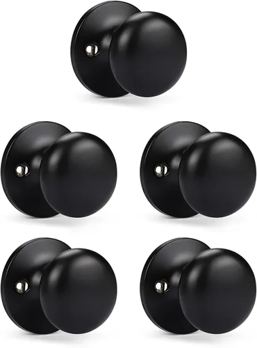 Miniatura 86 de KNOBWELL Paquete de 8 pomos de puerta de privacidad para baño y dormitorio, pomo de puerta negro mate con cerradura, cerradura de manija de puerta