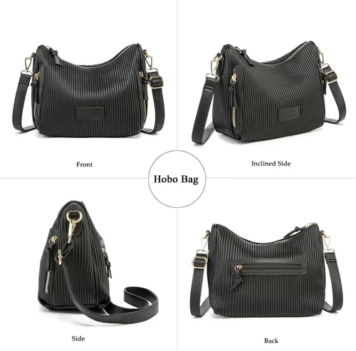 Miniatura 2 de Bolso de hombro para mujer, de cuero, plisado, informal, a la moda, bolso hobo