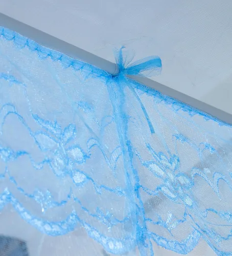 Miniatura 9 de naturetalk Dosel de cama, mosquitera de princesa para niñas y adultos, con tres puertas, diseño de encaje rectangular (Azul bebé, King)