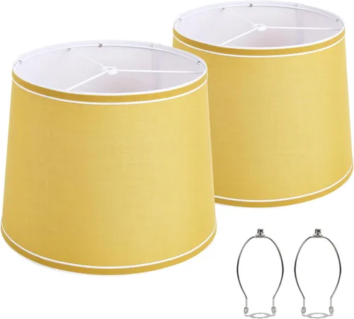 Miniatura 12 de Juego de 2 pantallas de lámpara gris, pantallas de tambor, pantalla de lámpara de 25.4 cm de altura, pantallas de lámpara para lámpara de mesa