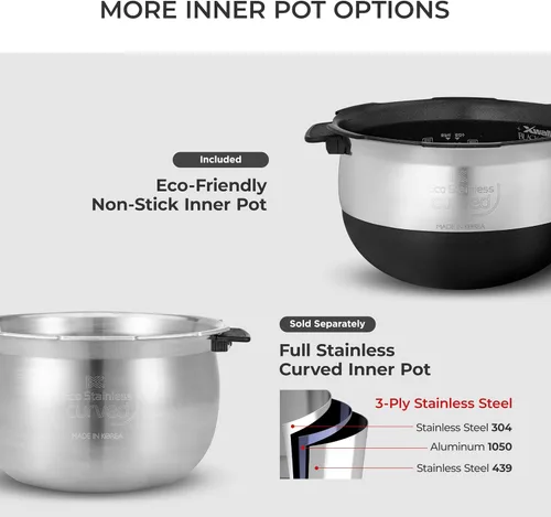 Miniatura 10 de CUCKOO Olla arrocera de doble presión de 6 tazas sin cocer / 12 tazas cocidas con tecnología de calentamiento por inducción, sistema de presión
