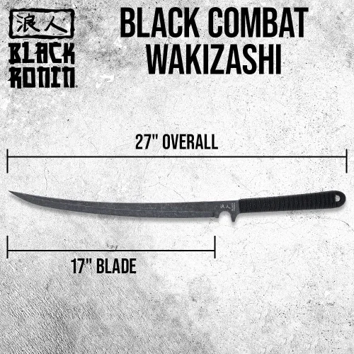 Miniatura 2 de Black Ronin Combat Wakizashi Sword with Injection Molded Sheath Stainless Steel Blade Cord-Wrapped Handle