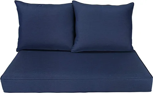 Miniatura 11 de Cojines para muebles de patio, cómodos cojines de asiento profundo, para asiento de dos plazas, para interiores y exteriores, color negro