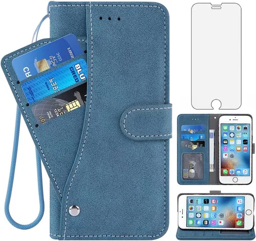 Miniatura 9 de Funda compatible con iPhone 6plus 6splus 6/6s Plus y protector de pantalla de vidrio templado, funda para tarjetero/tarjetero, fundas para teléfono