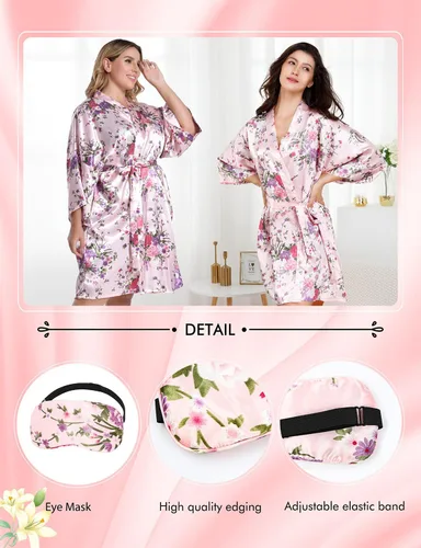 Miniatura 5 de Albornoz Eplaza de satén floral, kimono para novia, novia, dama de honor, kimono