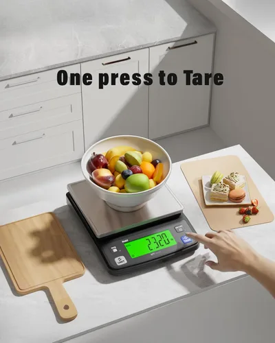 Miniatura 5 de Polit KPT - Báscula digital de cocina, escala de alimentos de precisión de 0.02 oz, 13 libras / 13.2 lbs con bandeja de acero inoxidable, doble