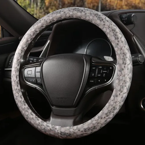 Miniatura 9 de Funda para volante con estampado de leopardo negro y anillo interior de silicona, cuero de silicona no tóxico e inodoro con patrón que no se