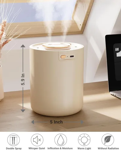 Miniatura 2 de Humidificador pequeño portátil, humidificadores pequeños de 50.7 fl oz para dormitorio de bebé, humidificadores portátiles de escritorio personal