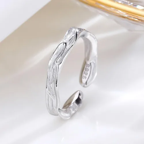 Miniatura 23 de Anillo de plata de ley 925, minimalista, ajustable, hecho a mano, para mujeres y niñas