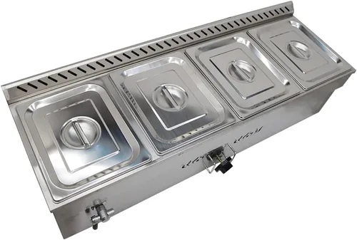 INTBUYING Calentador de sopa de alimentos a gas LP, estufa de gas propano Bain-Marie, calentador de vapor de acero inoxidable con válvula reguladora