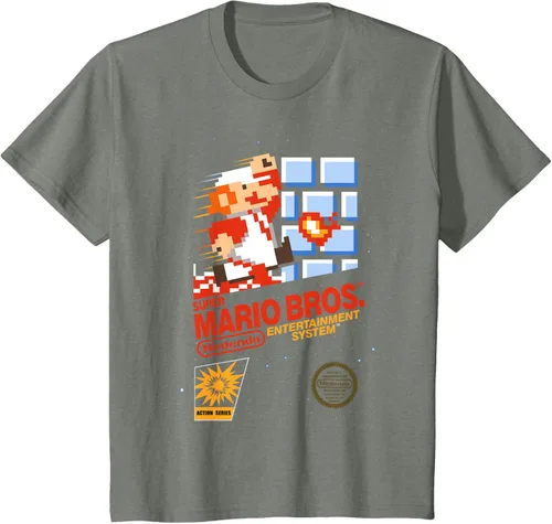 Miniatura 35 de Super Mario Dashin - Camiseta gráfica de acción, ajuste clásico, cuello redondo, color negro