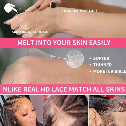 Miniatura 3 de Ablyea 76 cm 13x6 Pelucas de cabello humano con onda corporal y encaje frontal prearrancadas HD, pelucas de encaje frontal transparentes y frontales