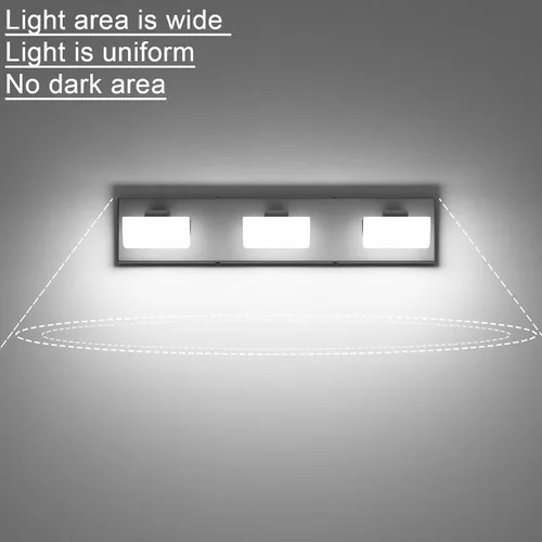 Miniatura 2 de Ralbay Luces negras para tocador de baño, 3 luces, color negro mate, modernas, acrílicas, para pared de baño, sobre espejo (luz blanca, 6000 K)