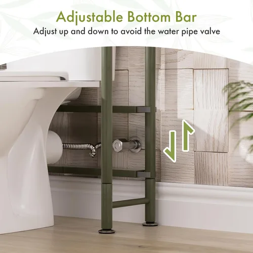 Miniatura 7 de AmazerBath Estante de almacenamiento de bambú sobre el inodoro, estante organizador de baño de 3 niveles sobre el inodoro, estantes de baño