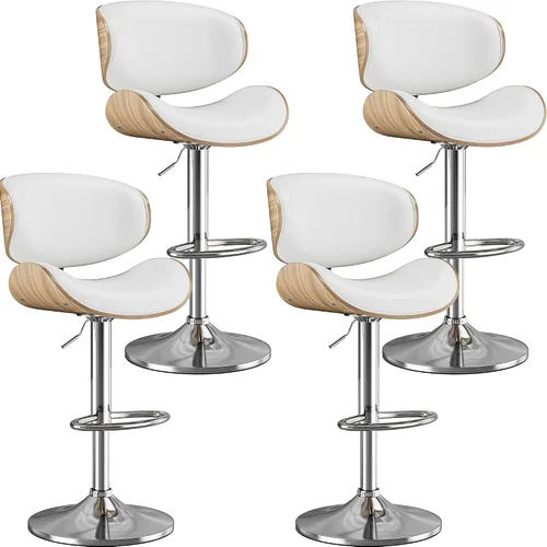 Miniatura 35 de Taburetes de bar, taburetes de bar giratorios ajustables para isla de cocina, sillas de barra de cuero moderno de mediados de siglo de altura