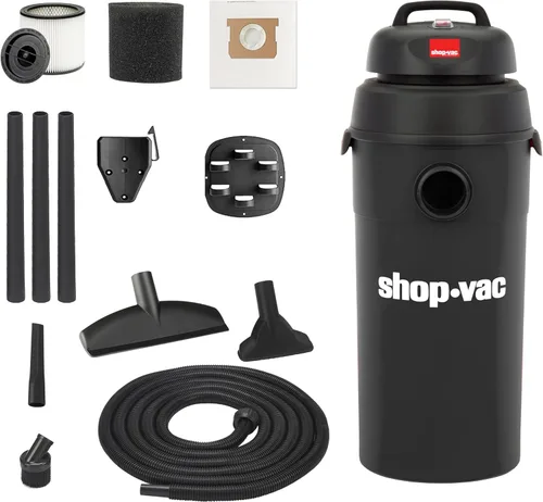 Shop-Vac 9522205 Aspiradora para polvo y agua de 5 galones, 5.5 HP Máximo, diámetro de 1.25 pulgadas x manguera de 18 pies, cable de 6 pies, montaje