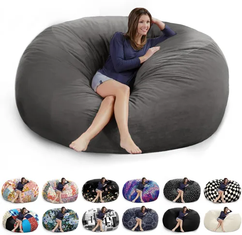 Funda para puf gigante de 6 pies, suave y esponjoso de terciopelo holandés (sin relleno, solo cubierta), cómoda funda de puf de 6 pies, funda de