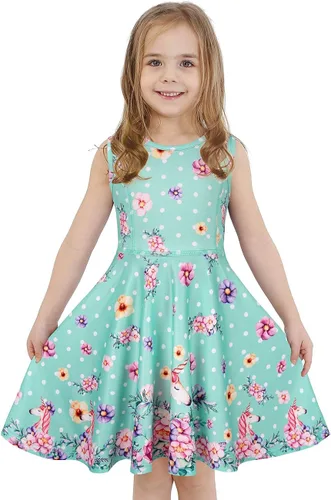LaBeca - Vestido sin mangas o de manga larga para niñas, vestidos casuales con diseño de unicornio o sirena para niñas pequeñas o grandes